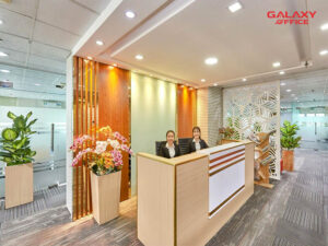 Khu vực sảnh lễ tân sang trọng tại văn phòng trọn gói 168 Office Nguyễn Thị Minh Khai Quận 1