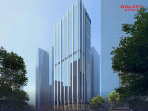 Tòa nhà văn phòng cao tầng Lotus Tower với thiết kế kính hiện đại, nổi bật giữa khu trung tâm Quận 1, TP.HCM