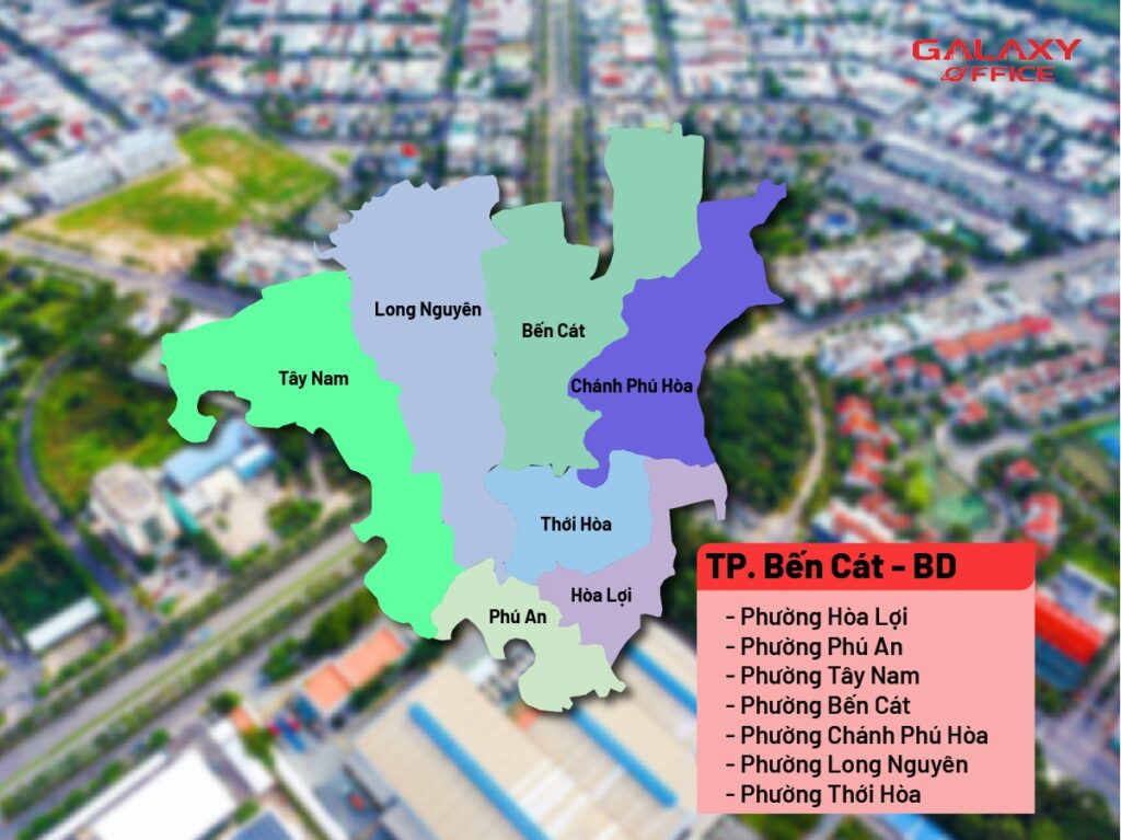 Bản đồ TP. Bến Cát Bình Dương sau sáp nhập 168 phường xã mới của TP.HCM