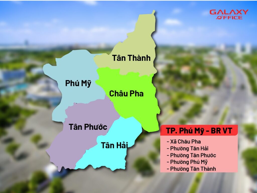 Bản đồ TP. Phú Mỹ Bà Rịa Vũng Tàu sau sáp nhập 168 phường xã mới của TP.HCM