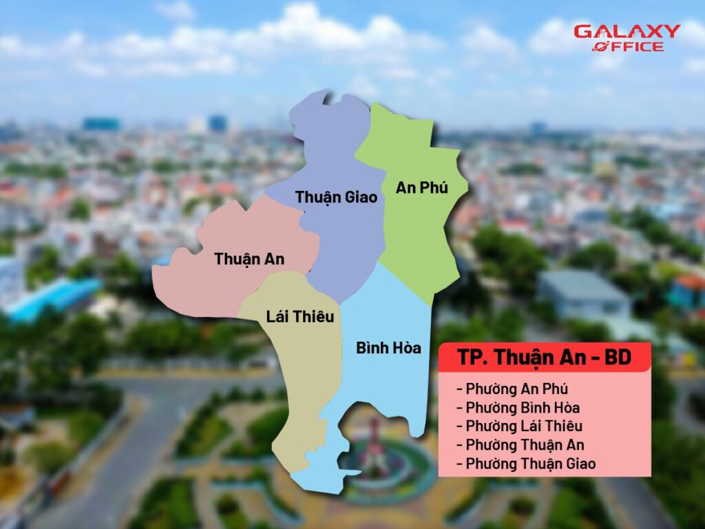 Bản đồ TP. Thuận An sau sáp nhập 168 phường xã mới của TP.HCM