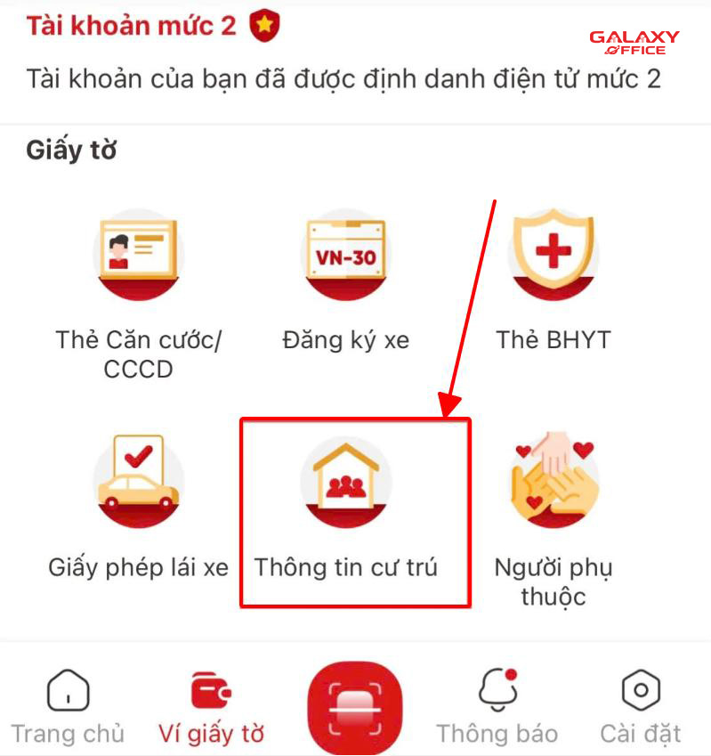 Hướng dẫn truy cập thông tin cư trú trên ứng dụng để xem địa chỉ VNeID