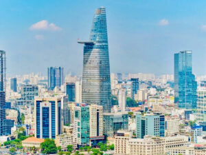Tòa cảnh tòa nhà Bitexco Financial Tower, biểu tượng của TPHCM, tọa lạc trên trục đường trung tâm Số 02 Hải Triều, Phường Bến Nghé, Quận 1