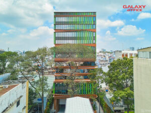 Toàn cảnh tòa nhà Betrimex 63 Cao thắng với thiết kế vô cùng độc đáo, tọa lạc tại 63 cao thắng quận 3