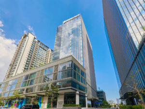 Toàn cảnh tòa nhà văn phòng cho thuê The Mett, tọa lạc tại 10 Trần Bạch Đằng, phường Thủ Thiêm, Quận 2