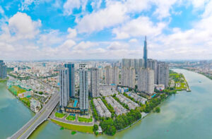 Toàn cảnh Quận Bình Thạnh nhìn từ trên cap với nhiều tòa nhà trọc trời