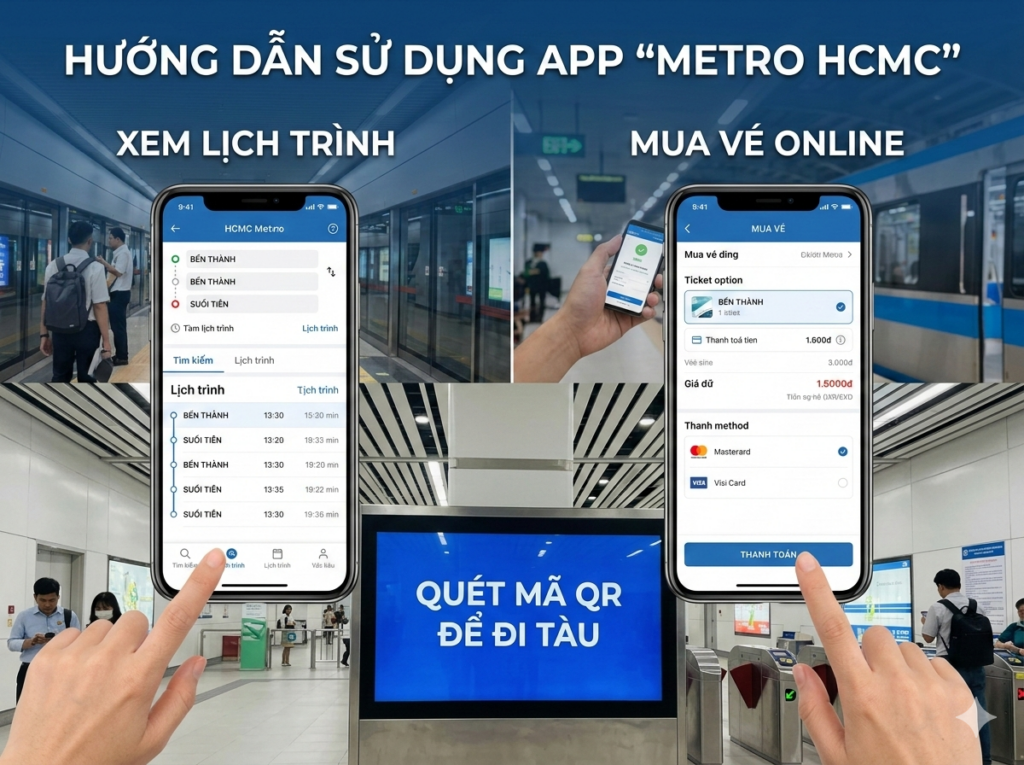 Hướng dẫn cách sử dụng app Metro Hcmc để xem lộ trình và mua vé online